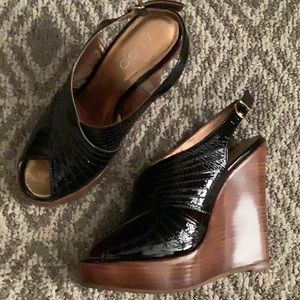 Aldo Wedges - Size 38B - Black Patent Leather
